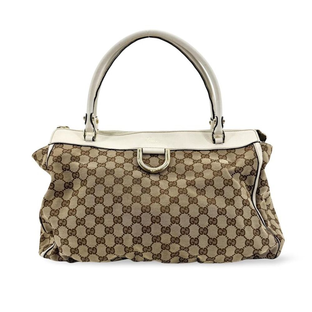 Gucci Abi D-Ring GG Canvas Medium Crossbody Bag White Beige